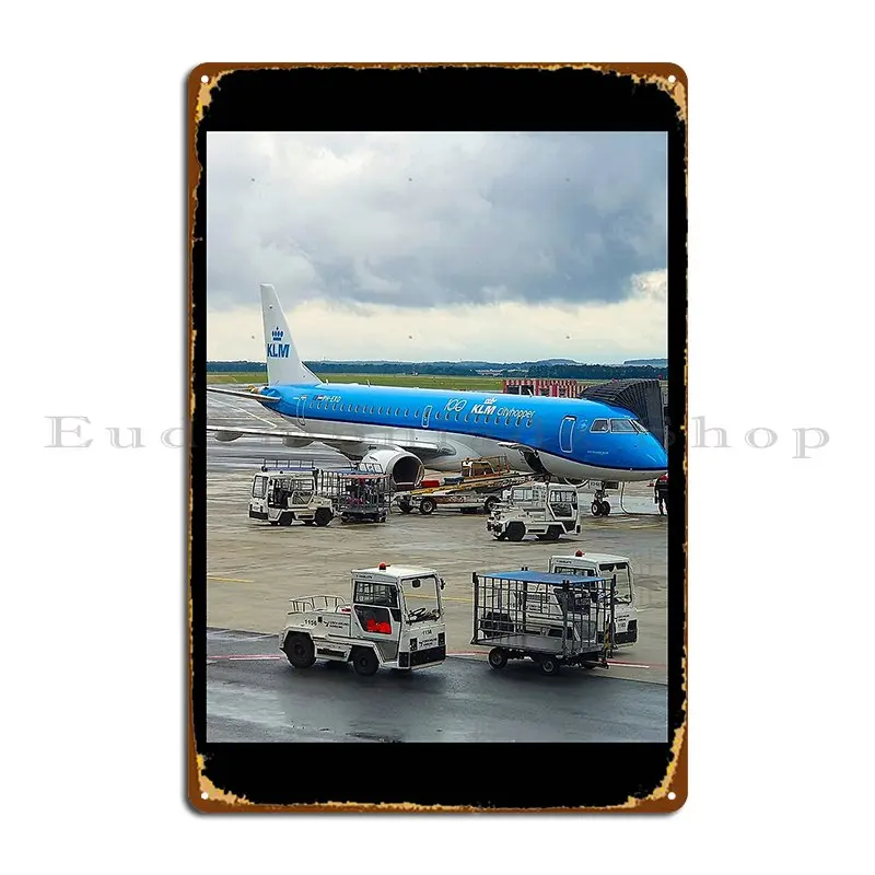 Klm Cityhopper Embraer E190 At Prg Graphic Metal Signs Print Plates Wall Decor Wall Decor Sign Tin Sign Poster