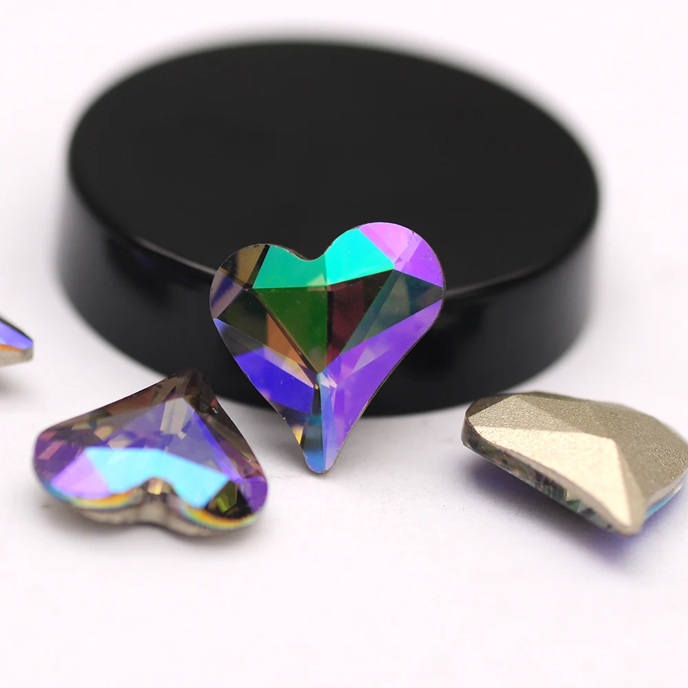 Süße Herz-Kristall-Strasssteine, mehrfarbiges Glas, DIY-Zubehör, lose Kleber auf Perlen zur Schmuckherstellung, Steine für Nagelzubehör – Detail 6