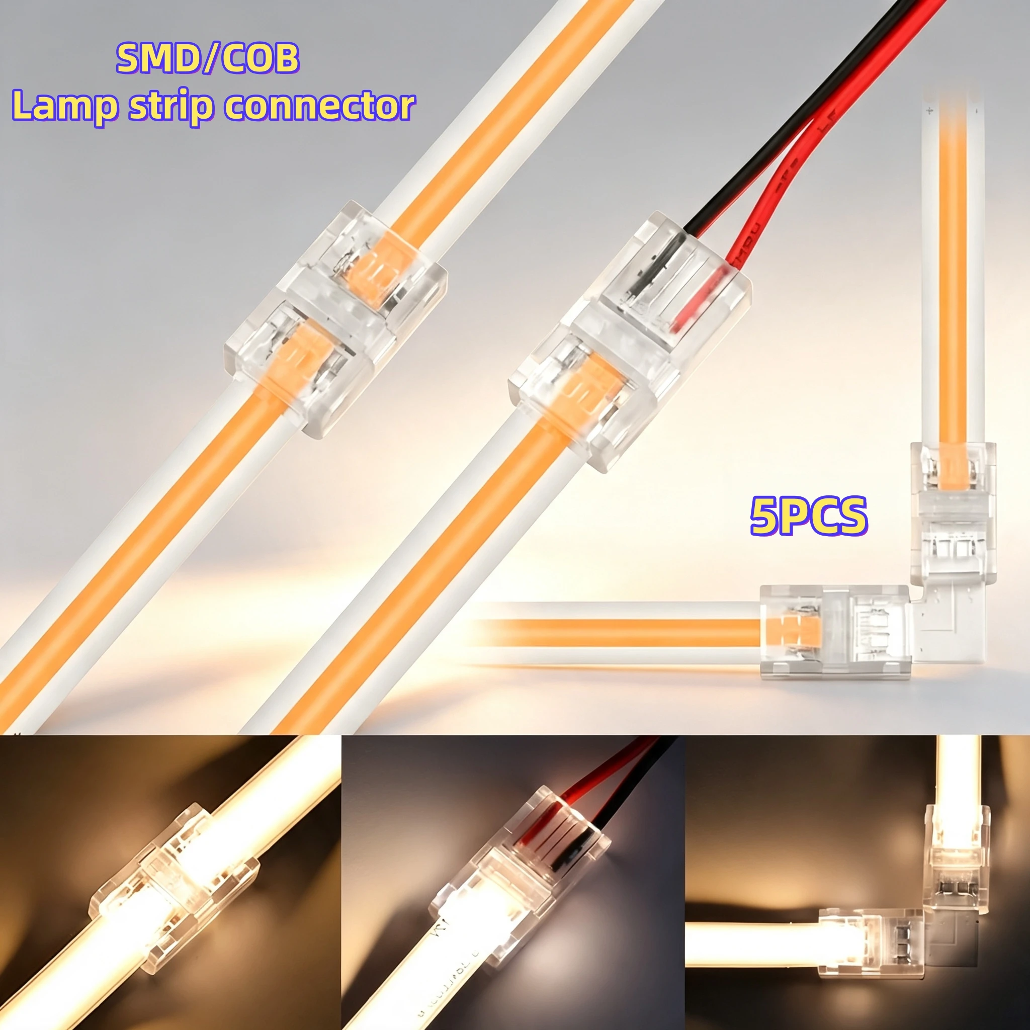 8mm 10mm 2Pin COB LED Strip Connector Tape Lights L Shape LED Corner Connectors for SMD COB 5050 2835 Strip Light