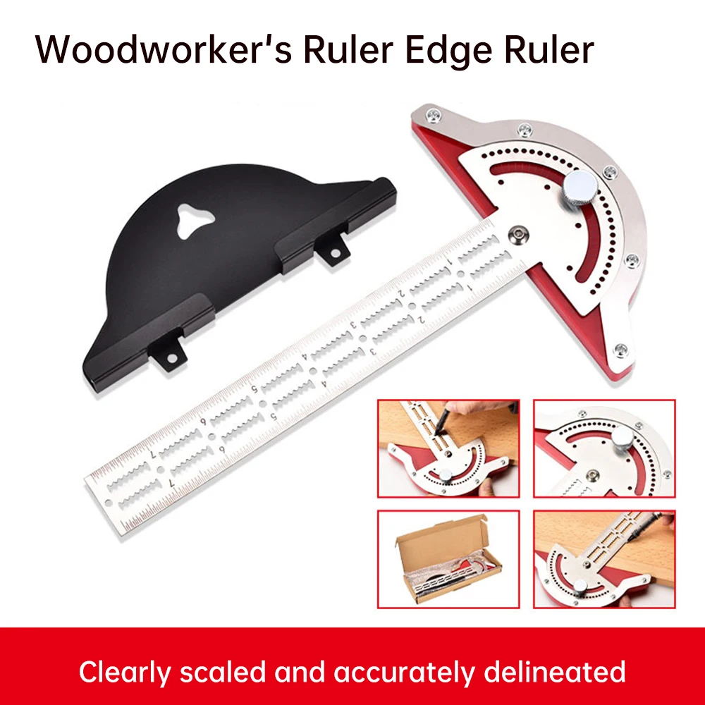 Woodworkers Edge Ruler Stainless Steel Protractor Angle Angle Precision Carpenter Measuring Tool 10/15/20 inch