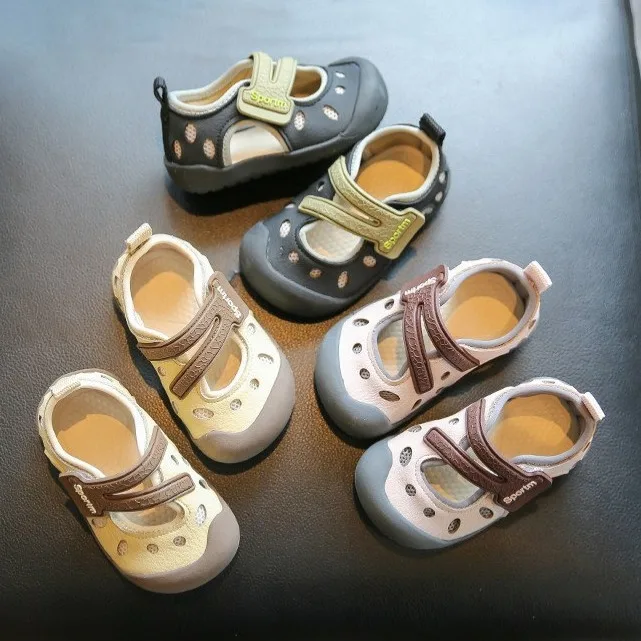 

2026 Kids'Casual Sandals PU Leather Summer Fashion Outdoor Breathable Shoes For ]Children Anti-slip Black White Size