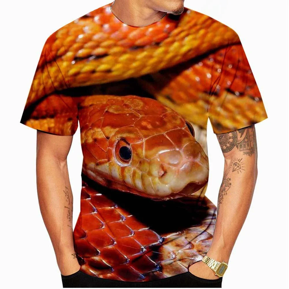 Fashion 3D Snake Printed T Shirts for Men/Women Personality Cool Print Graphic Tee Shirt Unisex Kids T-shirt Plus Size 100-6XL