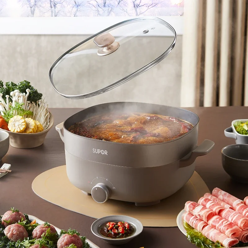 Electric Hot Pot Household Electric Heat Pan Fried Stew Electric Caldron Food Warmer Barbecue Pot Large Capacity