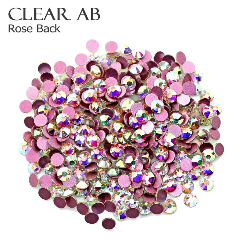 Good Quality Rose Back Clear AB Non Hot Fix Rhinestones crystals strass glass glitters stones for DIY 3d nails art design decor