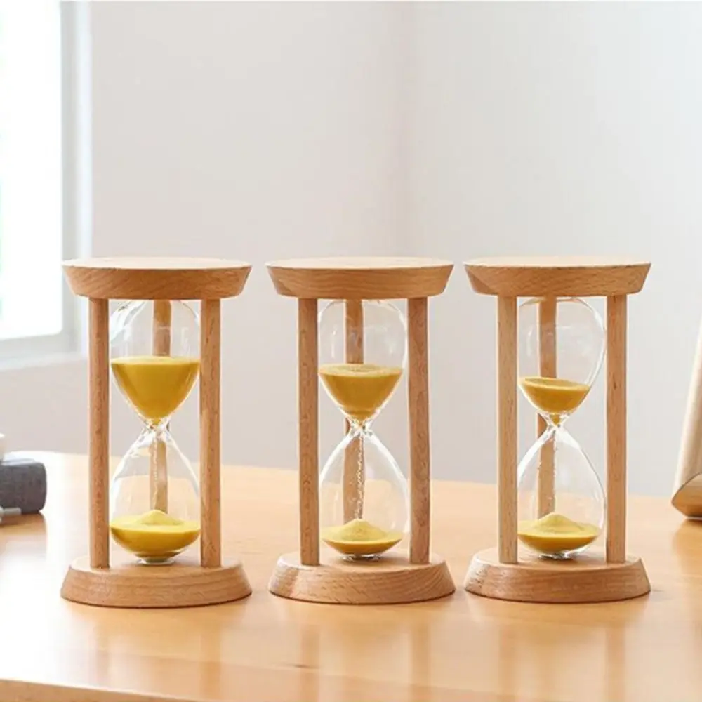 Durable Stable Connection Wooden Hourglass No Deformation Wooden Round Hourglass Timers 1/3/5 Minutes 5 Colors Timer Kitchen