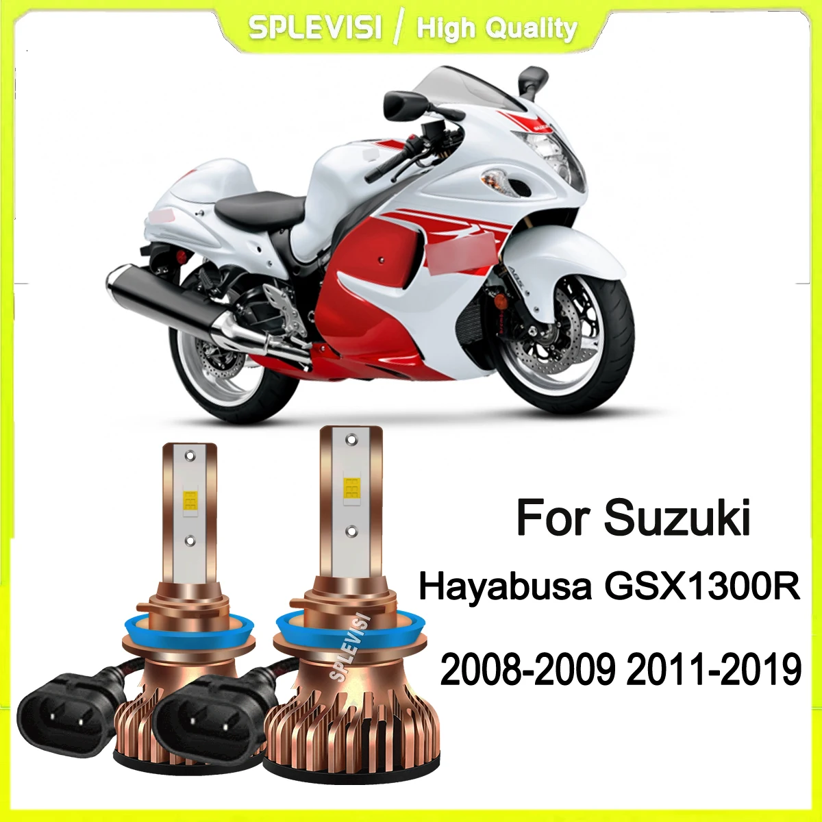 H11 H9 H8 LED Headlight Hi Beam Bulbs Experience unmatched road visibility Fits For Suzuki Hayabusa GSX1300R 2008-2009 2011-2019