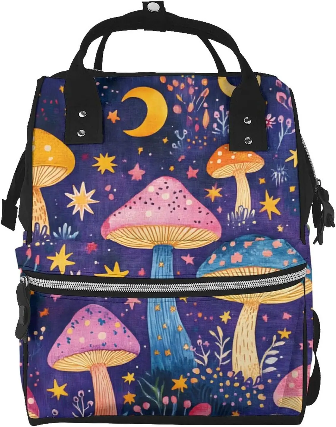 

Colorful Mushroom Prints Diaper Bag Backpack for Women Multifunction Travel Nappy Bag Waterproof Mummy Backpacks