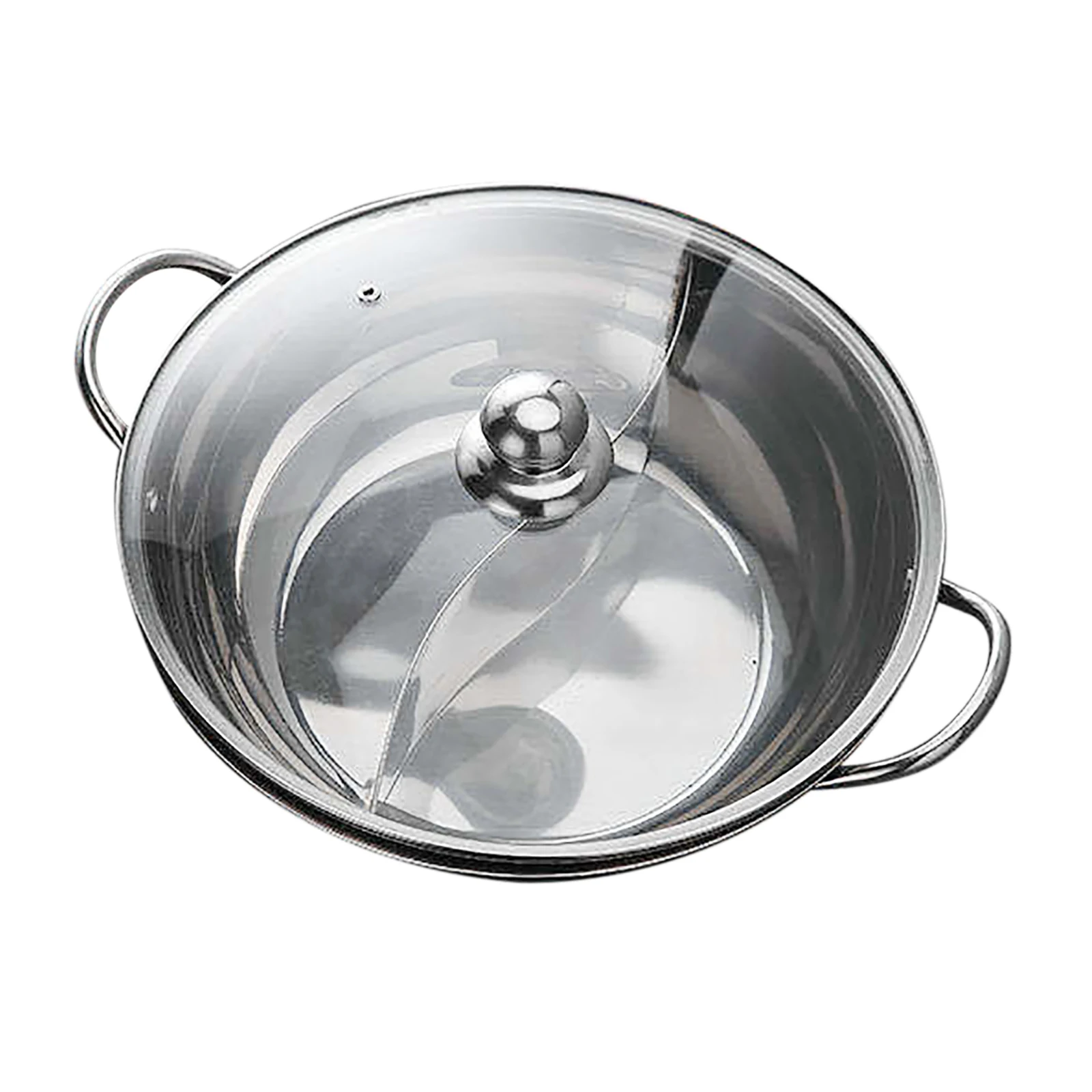 

Hotpot Pot, 1.32 Gallons, Dual-Flavor Divider, Stainless Steel & Glass, Suitable for Induction, Gas, and Electric Stoves