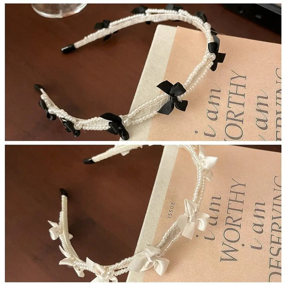 

Fashion Korean Style Pearl Hair Band Headwear Ins Bow Headband Hair Accessories Headband Pearl Hair Hoop Daily