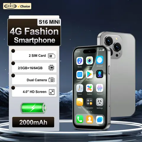 SERVO S16 미니 4G 네트워크 소형 스마트폰 듀얼심 안드로이드 12.0 시스템 플레이 스토어 와이파이 GPS 4.0인치 화면 팜 셀룰러폰