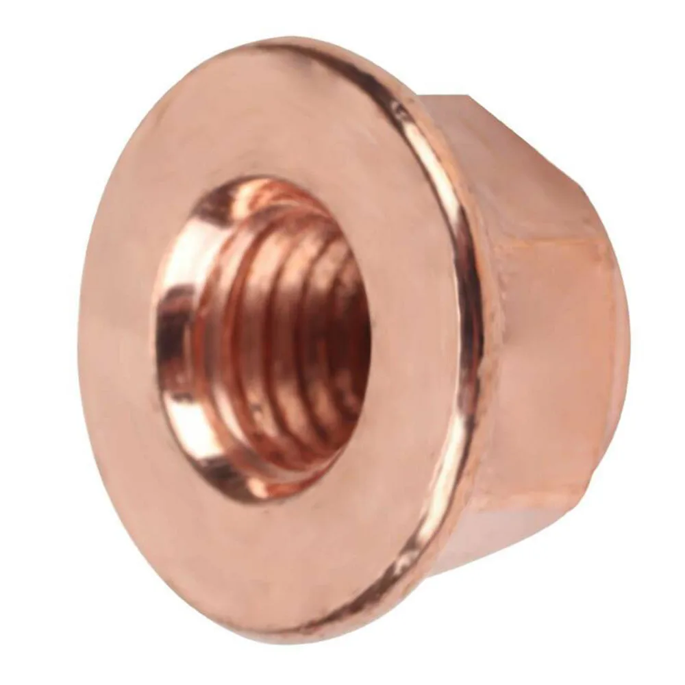 50pcs Copper Exhaust Nuts M8 SW13 Copper-plated Head Stud Lock Nuts Copper Bolt Screw Bolt Screw Turbo Exhaust Stud Hex