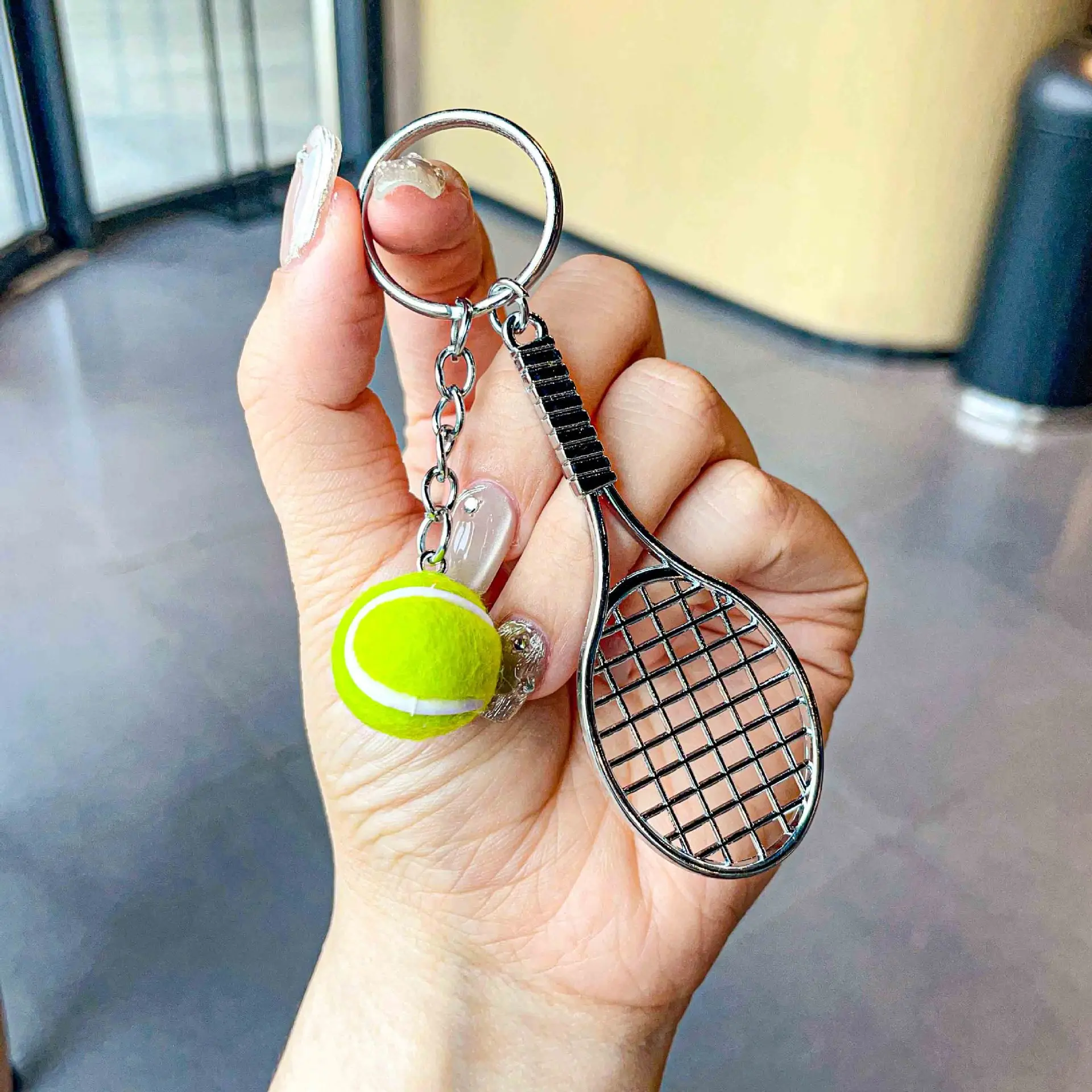Tennis Racket Keychain - Cute Sport Mini Keychain 6 Color Pendant Car Keyring Sports Key Chain Love Sports Gifts image 4