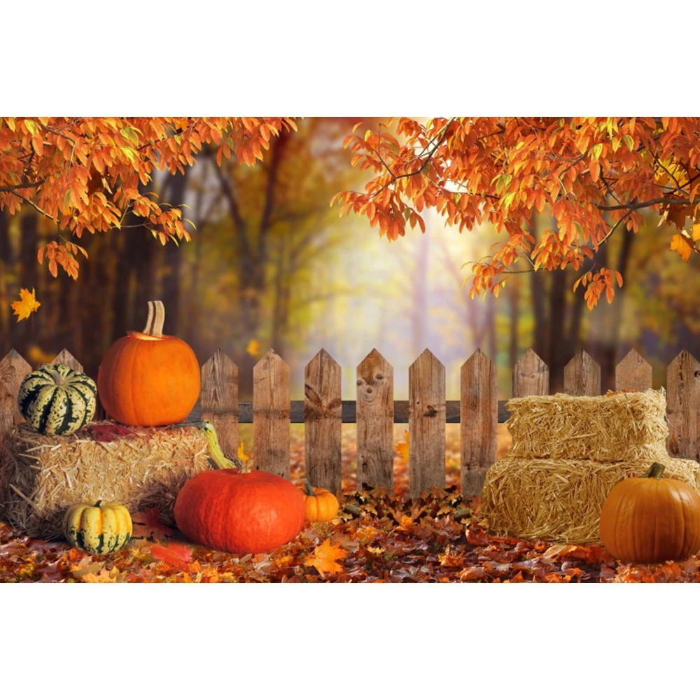 Autumn Forest Backdrop Fall Farm Barn Pumpkin Thanksgiving Harvest Season Maple Truck Baby Portrait Photography Background Decor