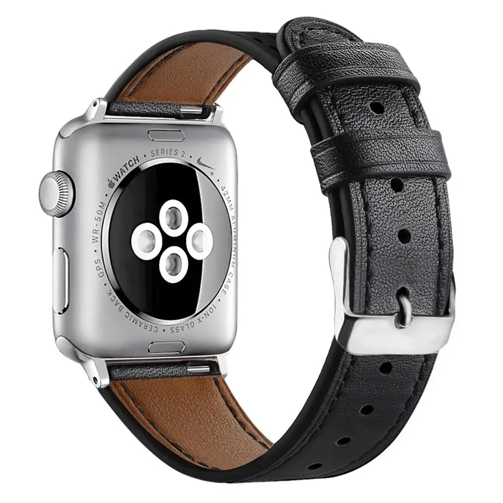 Correas Leather correa for apple watch iwatch 3 bands 4 5 band 38mm 42mm strap watchband 44 40 mm pulseira for applewatch belt