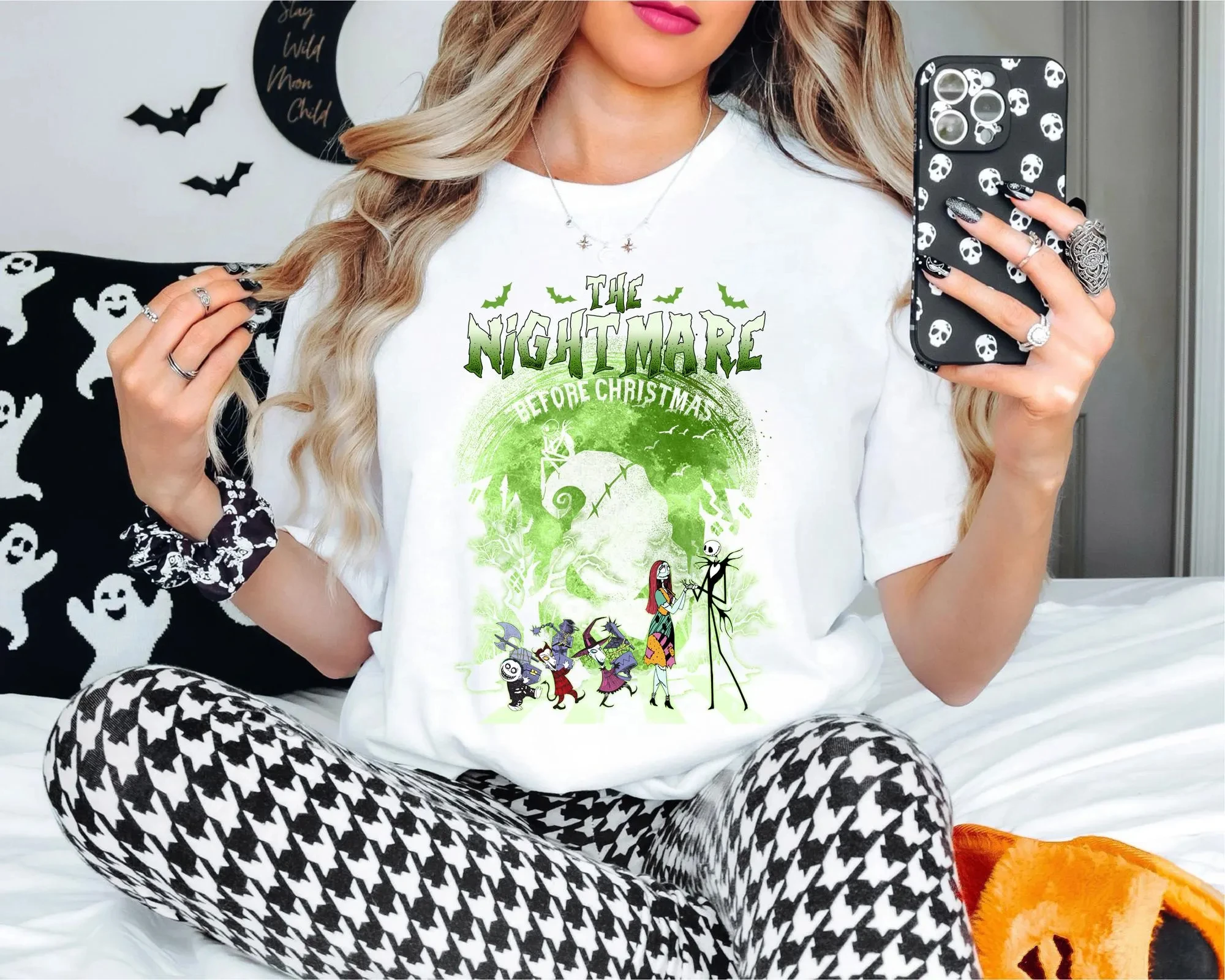الكابوس قبل عيد الميلاد تي شيرت مخيف المشاعر تي شيرت خدعة أو علاج قميص Oogie Boogie قميص مخيف الموسم المحملة
