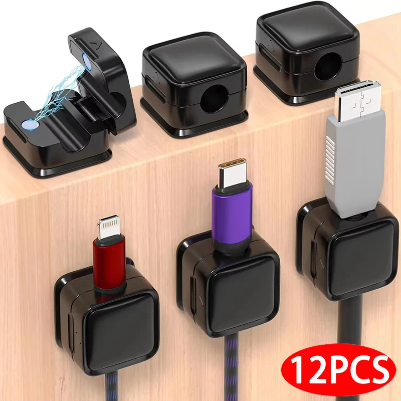 Magnetic Cable Clips Cable Smooth Adjustable Cord Holder Under Desk Cable Management Wire Keeper Cable Organizer Holder