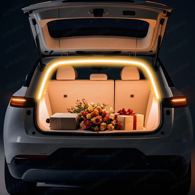 ل Li Auto L7 ضوء الجذع أضواء الغلاف الجوي تعديل الضوء الخلفي الجذع LED ضوء بار أبيض دافئ أبيض
