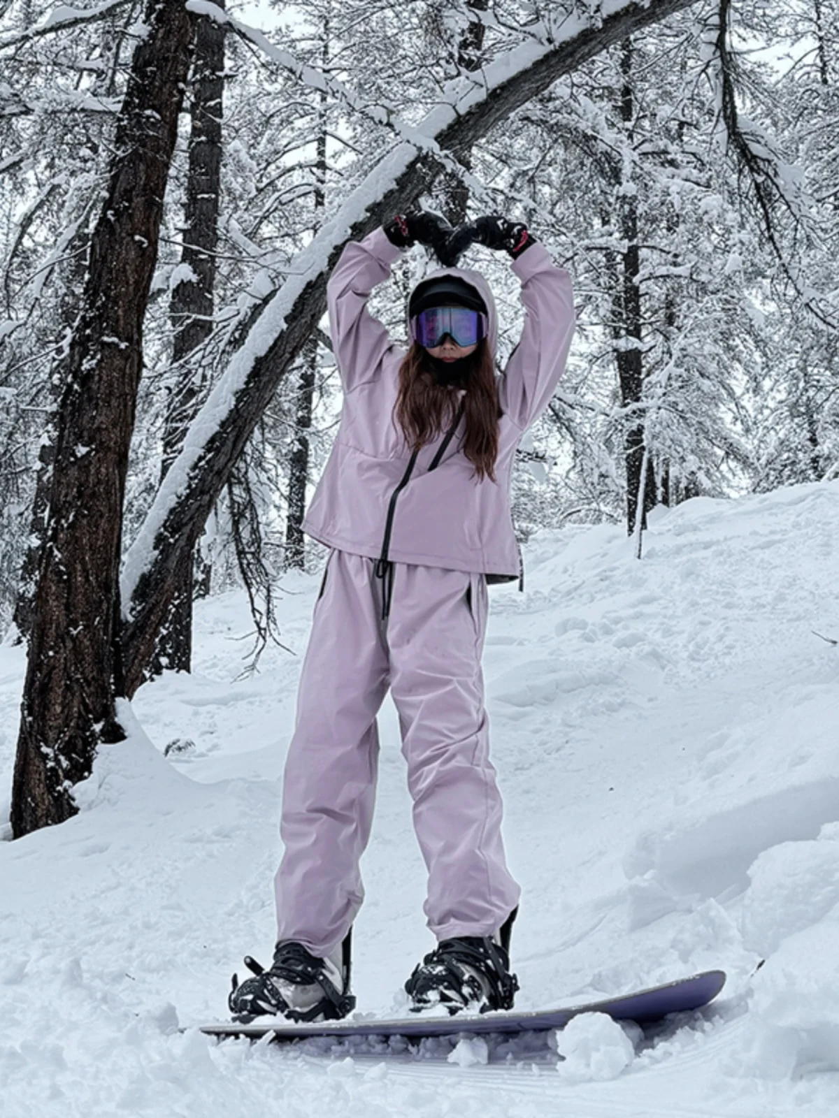 Men's Winter Snowboard Suit Sports Set Fleece Lined Thickened Three-Proof Jacket Outdoor Functional Wear Polyester Fabric Lon...