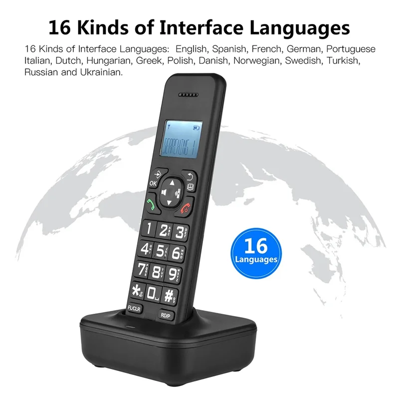 A41T D1102B Cordless Phone With Answering Machine Caller ID/Call Waiting 1.6 Inch Backlight LCD 3 Line Screen EU Plug