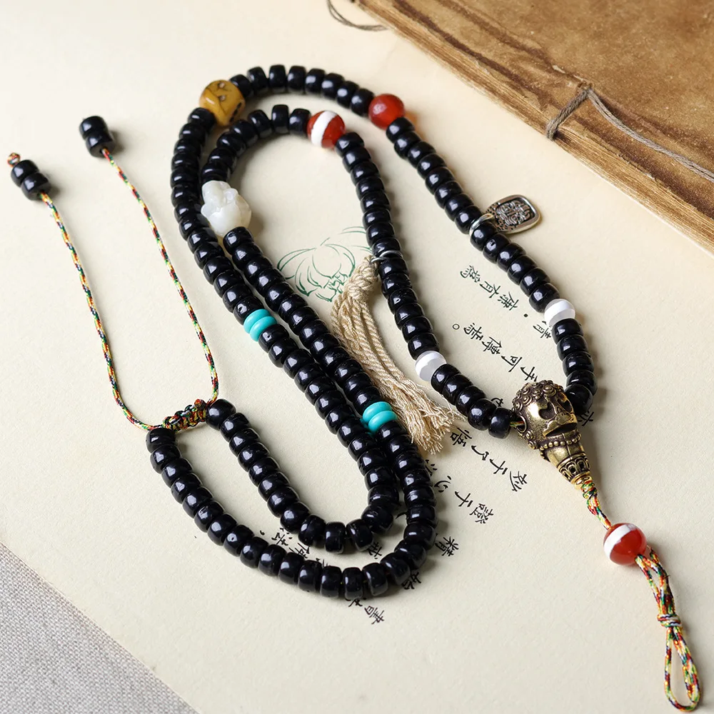 

Hand woven coconut stem pill beads universal pendant necklace rope original design ethnic style cultural toys