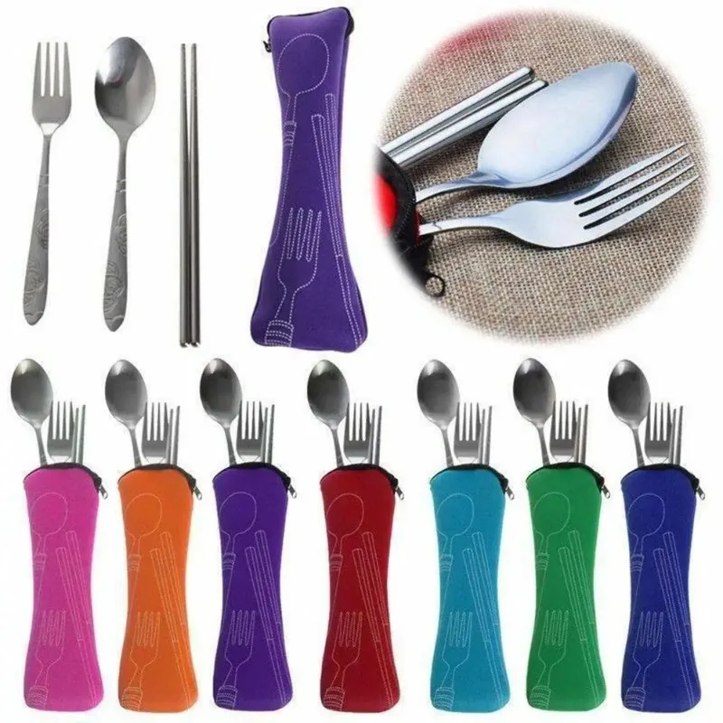 New Travel Packaging Tableware Bag Without Dinnerware Portable Cutlery Bags Picnic Fork Spoon Tableware Case Home Kitchen