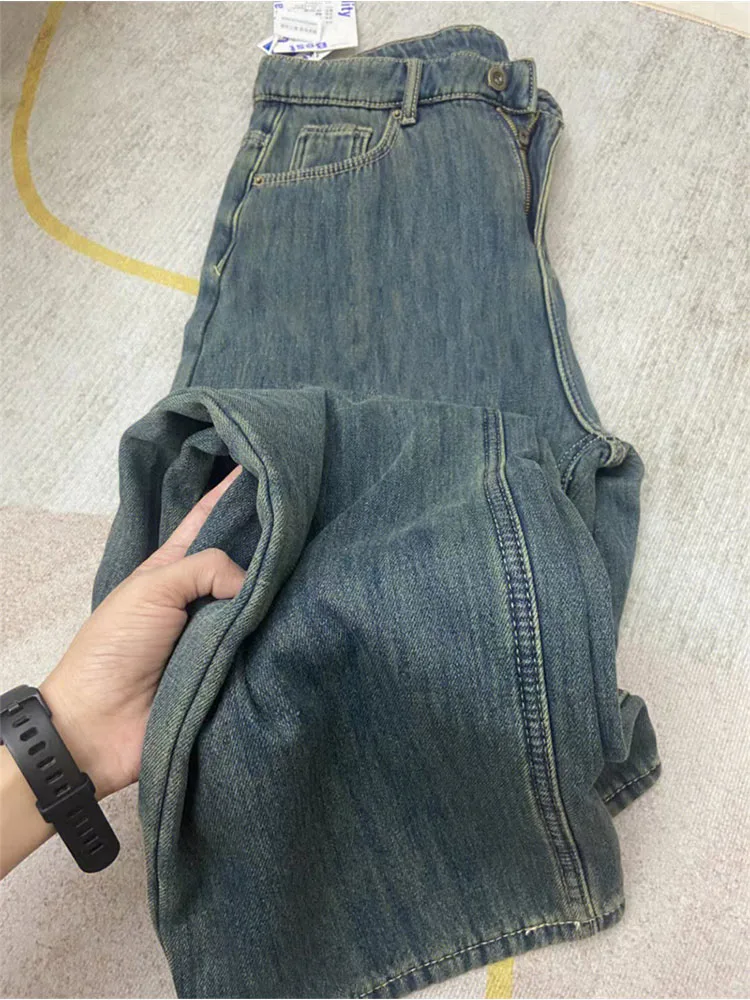 

Women's Blue Jeans Wide Leg Pants High Waist Baggy Vintage Straight Denim Pants Casual Street Hip Hop Fashion Mom Denim Trouser