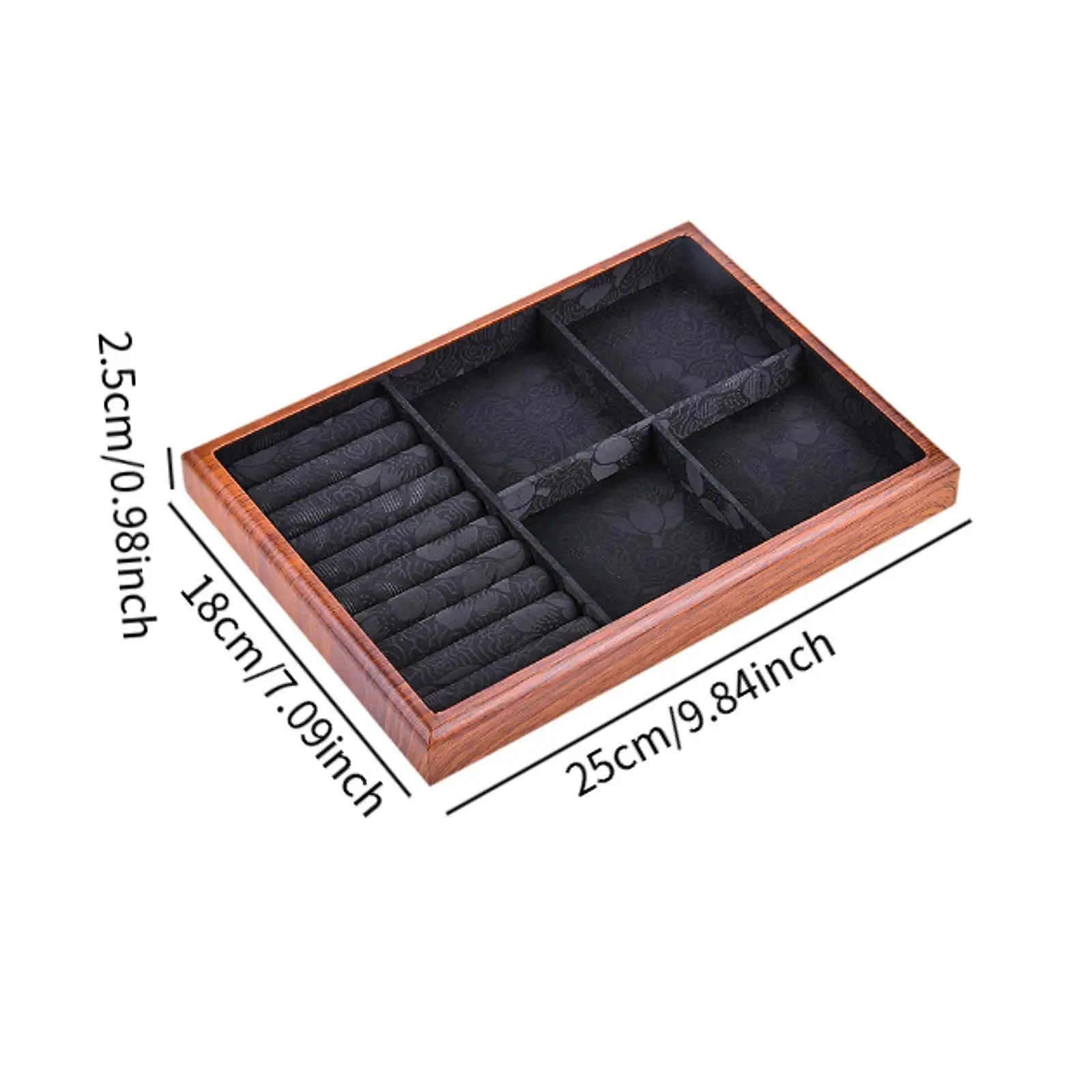 صينية مجوهرات خشبية محمولة، حامل مجوهرات رائع، تنظيم مجوهرات أنيقة لعرض الخاتم والأقراط والقلادة #5