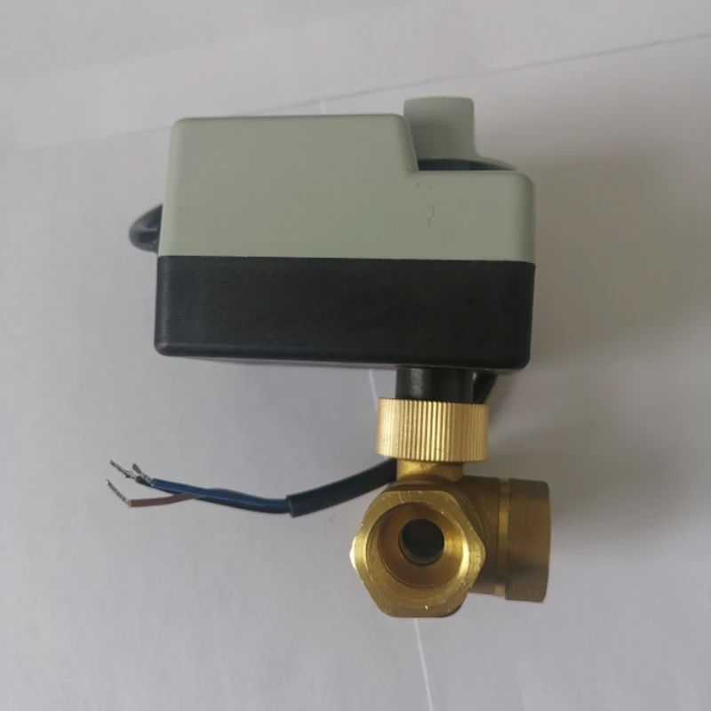 Air Conditioning Electric Actuator Ball Valve AC220V DN15 Three-Way Electric Ball Valve Three-Wire Two-Control