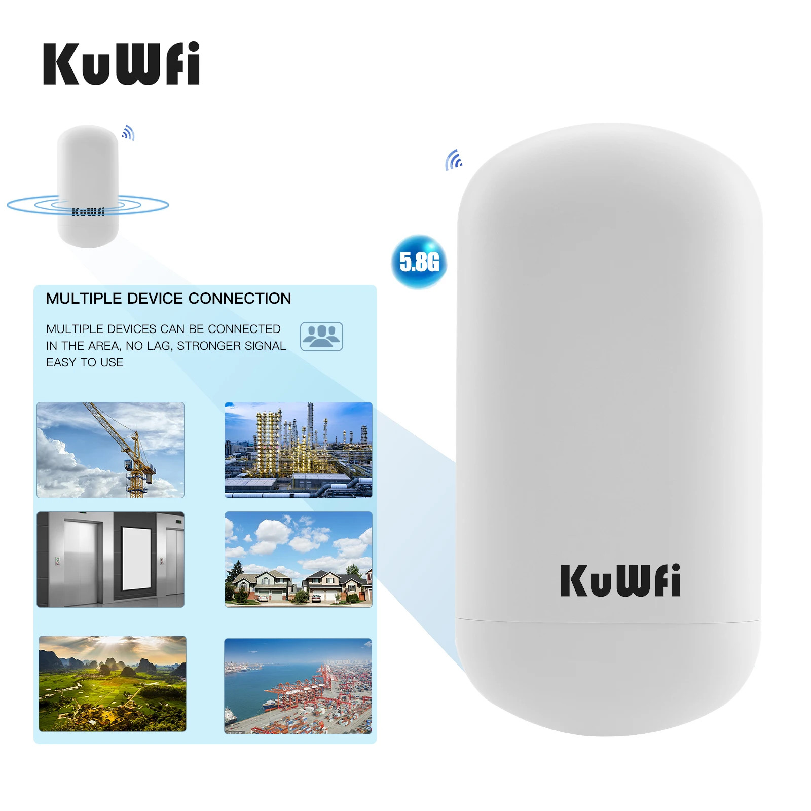 KuWFi Outdoor Wifi Bridge Router 450Mbps Long Range 2KM Wireless Router CPE Access Point 5.8G Wireless Bridge Wireless Repeater