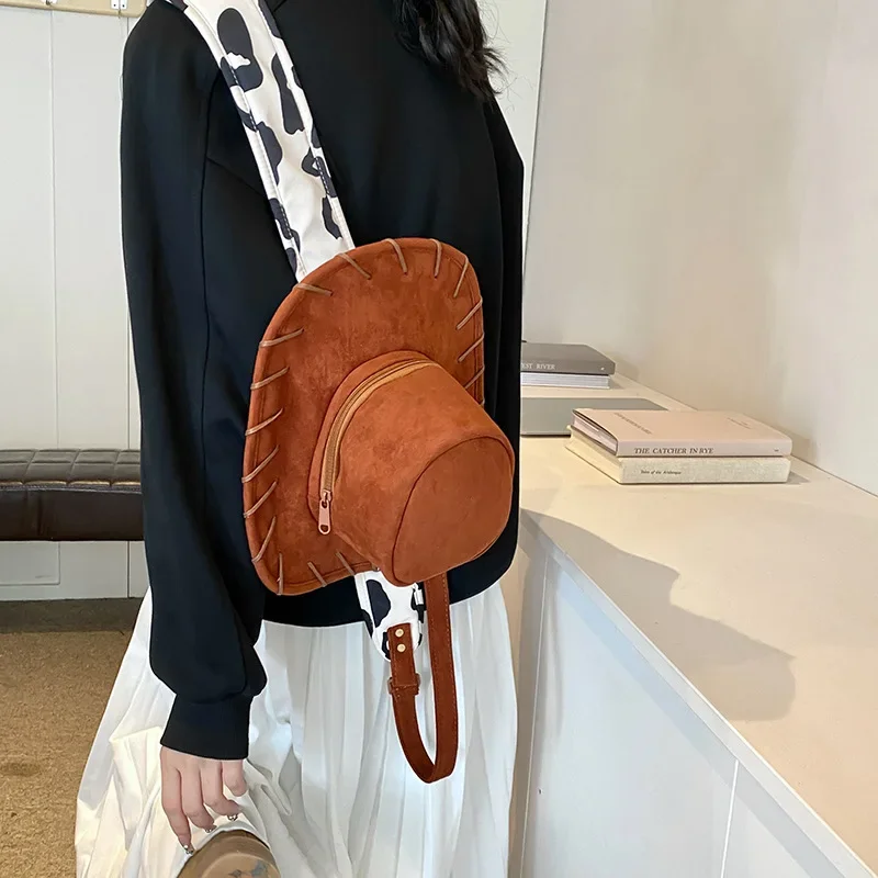

Western Cowboy Hat with Double Shoulder Bag Novelty Mini Backpack for Music Festivals And Travel Unique Hat Bag Combo