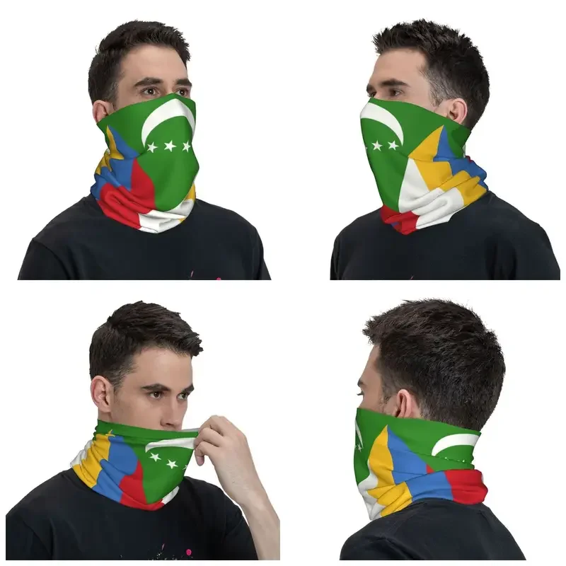 Flag Of The Comoros Winter Headband Neck Warmer Women Men Ski Running Tube Scarf Face Bandana Gaiter