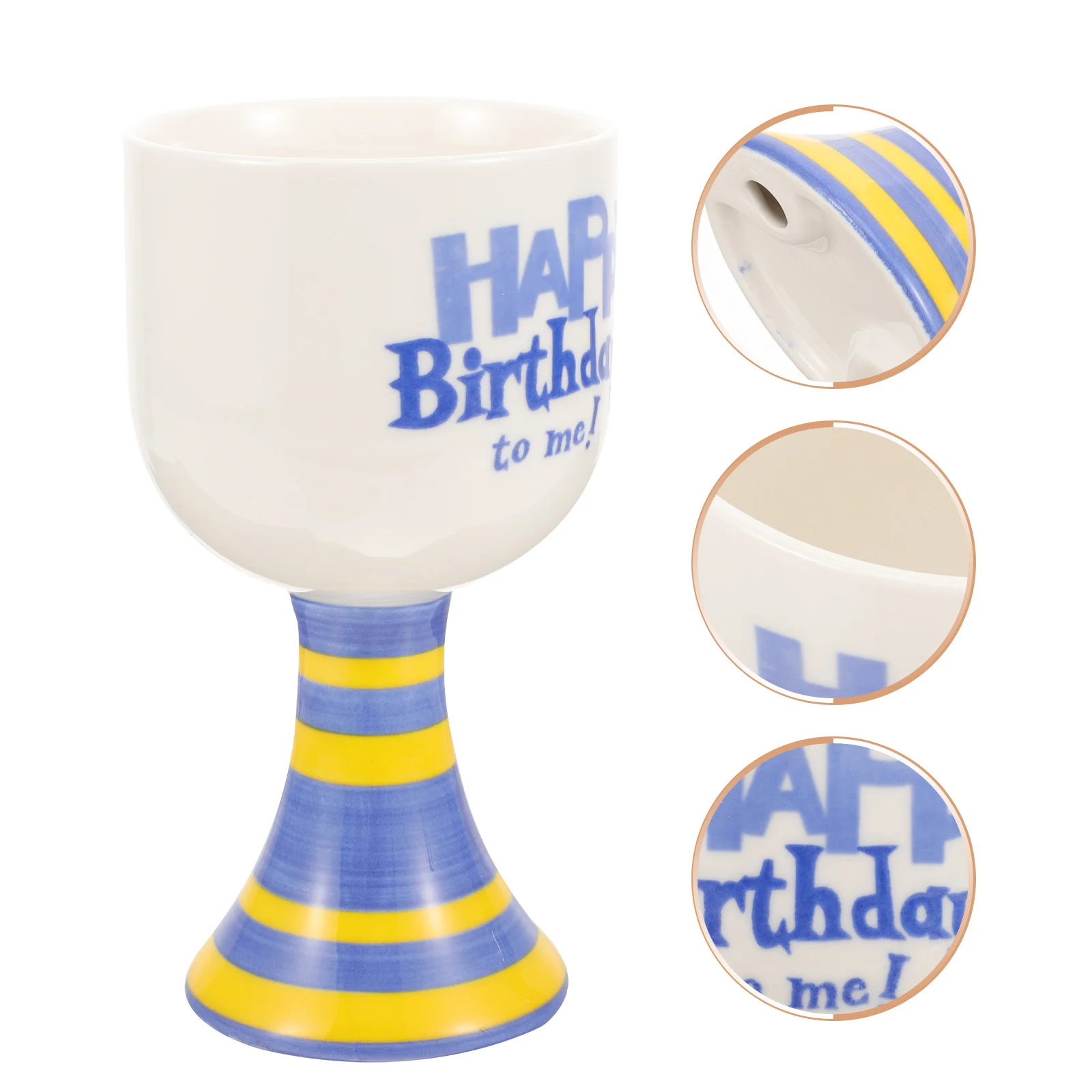 

Happy Birthday Mug Footed Ceramic Elegant Cup Smooth Surface Birthday Party Coffee Tea Wine Beverage Gift Footed Mug