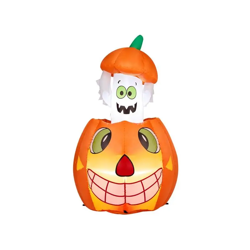 

2.8 FT Inflatable Animated Pumpkin Ghost for Outdoor Halloween Decor with Built-in LEDs for Lawn and Garden Parties