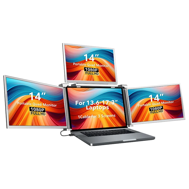 OEM ODM 14 Inch IPS Type C Por Extender 4-Screen Laptop 1 Cable Connect 1080 p Hot Sale Wholesale Brazil