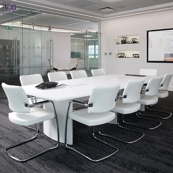 High Quality Boardroom Table And Chairs Custom White Corian Long Boardroom Table Modern Training Table