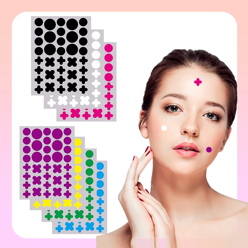 180Pcs/5Sheets Colorful Round Cross Shaped Pimple Patches Acne Invisible Removal Skin Care Stickers Face Spot Beauty Makeup Tool