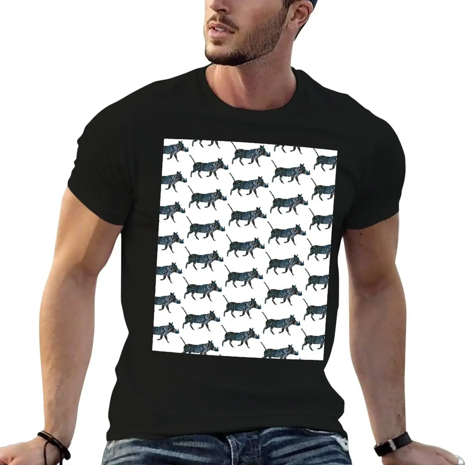 Warthog: silver & blue T-Shirt vintage clothes new edition oversized clothing for men