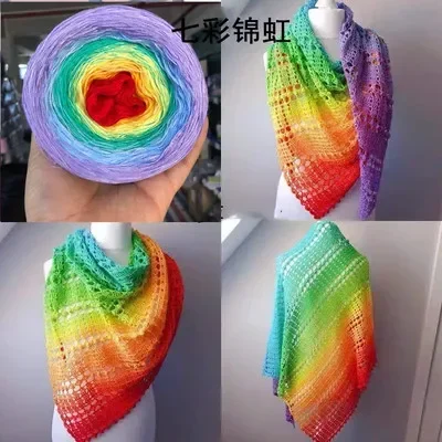 

Пряжа хлопковая градиентная радужная 300 г, чистая хлопковая пряжа для вязания шарфов и шалей, мягкая пряжа для вязания крючком юбок и рукоделия