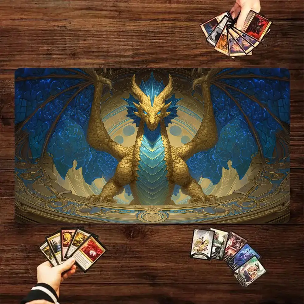 Ancient Rune Golden Giant Dragon Magic Card Battle Mat MTG Playmat Anti-slip Base gathering gaming mats Board Game Mat for TCG