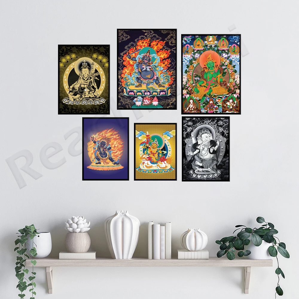 Padma pani Indian Buddha Religious Painting Plastic Art Crafts  Pattern Elephant Religion