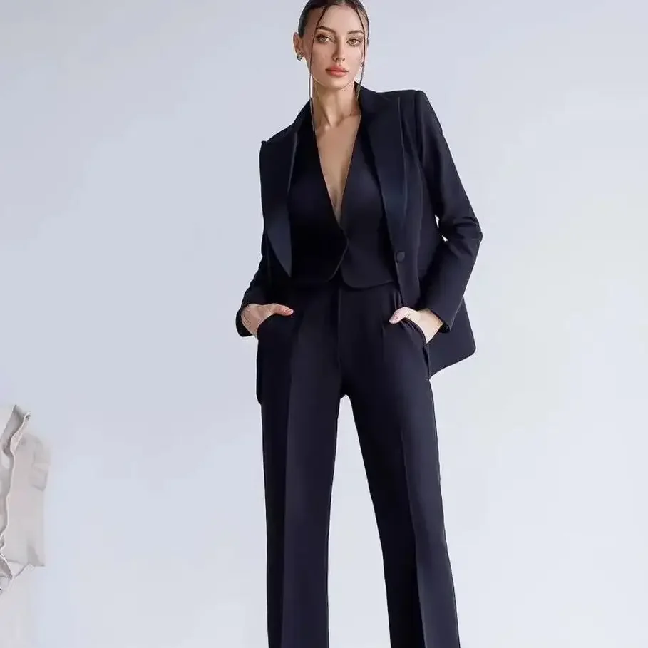 Business Casual Women Outfits Casual Women Set Formal Pants Women Suits Sets 2023 Women's Three-piece Suit Slim Single-breasted