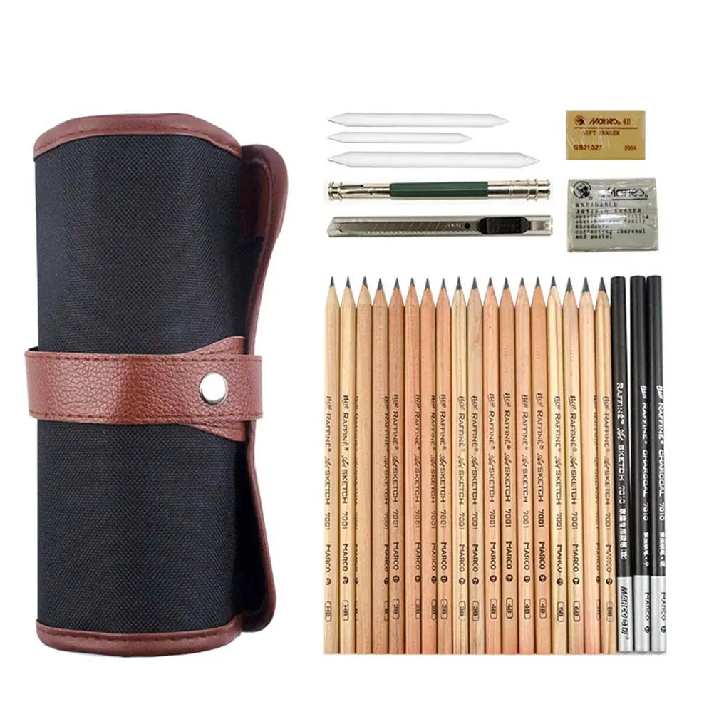 

Набор для рисования из 29 предметов: профессиональный набор карандашей для скетчинга с 3 угольными карандашами 4B и ластиком для студентов и художников