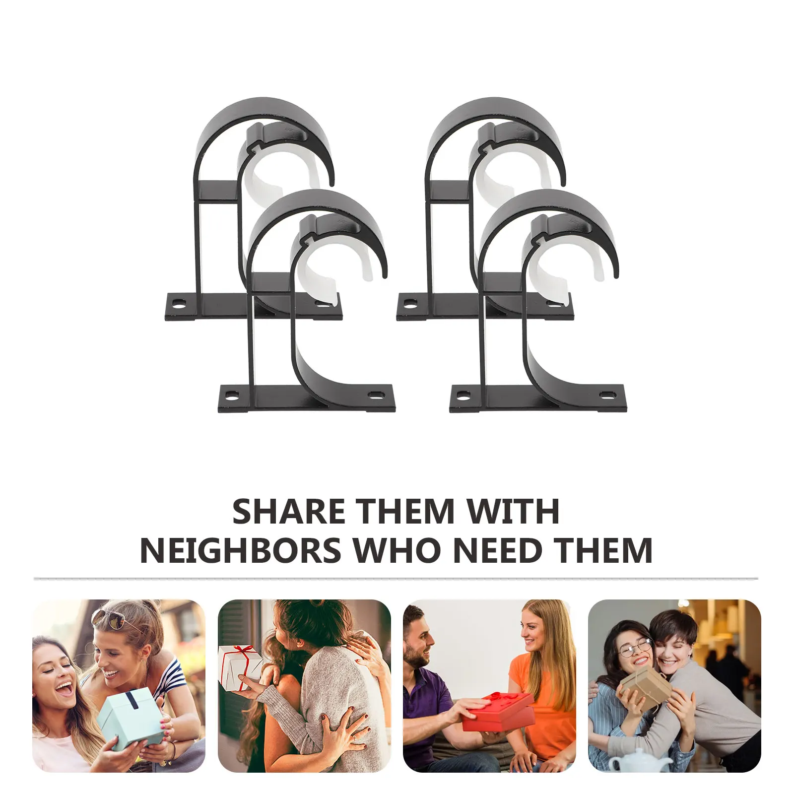 

4 Pcs Curtain Rod Bracket Hook Brackets for Wall Heighten Double Aluminum Alloy