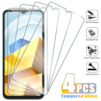 4pcs Tempered Glass for Xiaomi Poco M2 M3 M4 M5 M6 Pro 4G 5G M5s Screen Protector for Poco C3 C31 C40 C50 C55 C61