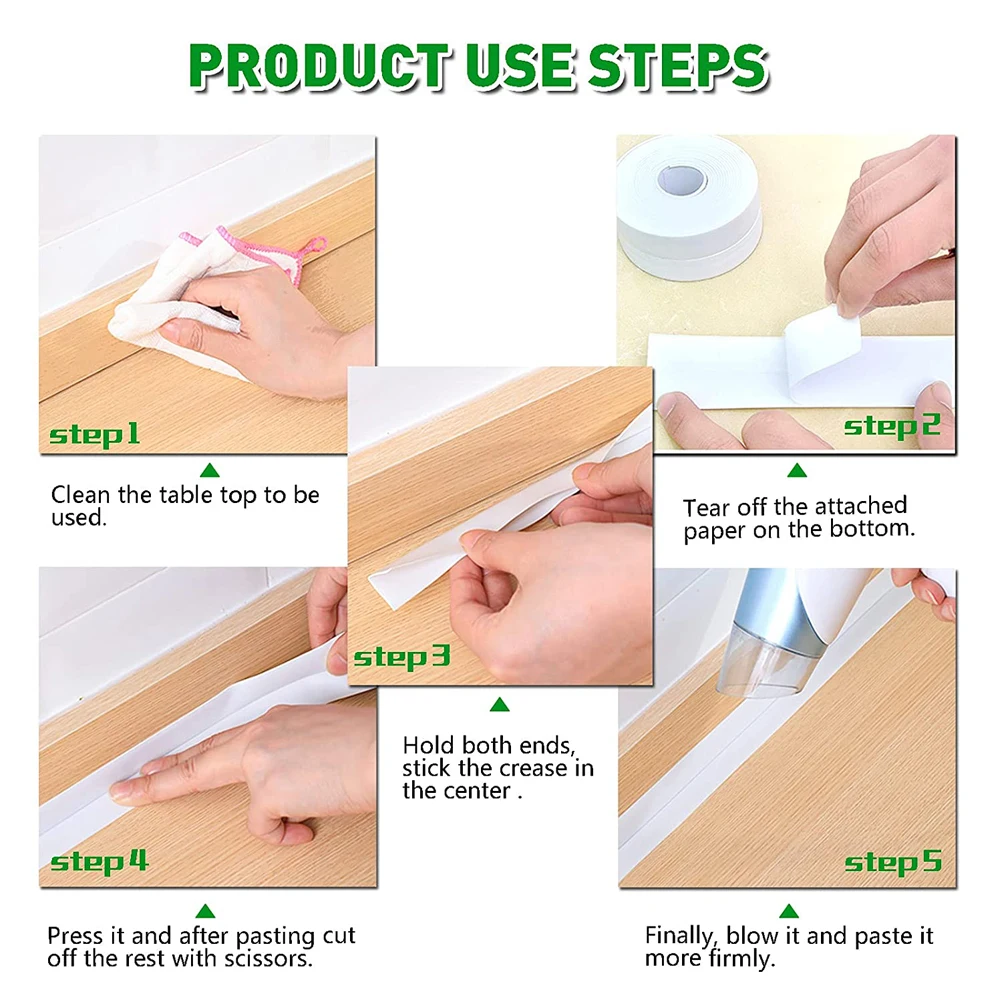 Bathroom Caulk Tape Self Adhesive Sealing Tape Strip PVC Waterproof Oil-Proof Kitchen Sink Shower Toilet Wall Sticker