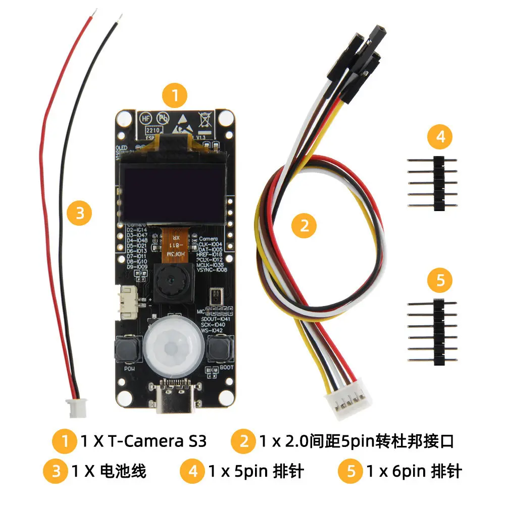 LILYGO T-Camera-S3 ESP32-S3 Development Board WiFi Bluetooth Module 0.96 Inch OLED