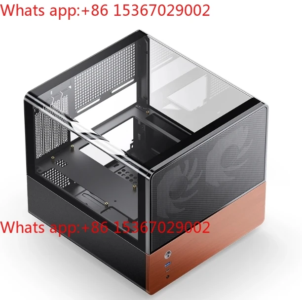 2025 JONSBO V12 Solid Wood MATX Black Case Come with Two ARGB Fans 270° Panoramic Sunroof Glass Support MATX/ITX Motherboard