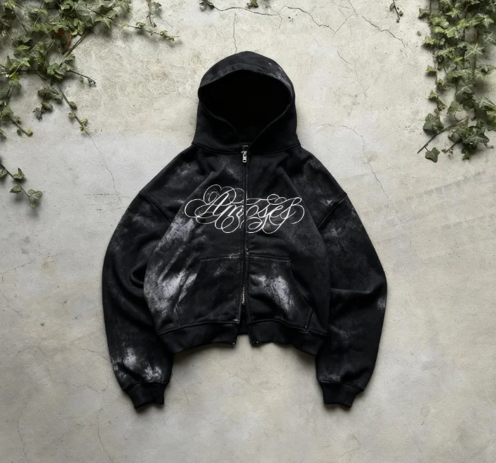 ¡Nueva moda! ¡2025! Sudadera de manga larga con capucha y cremallera estampada con letras y rayas de estilo americano Retro y americano, Camiseta deportiva para hombres y mujeres