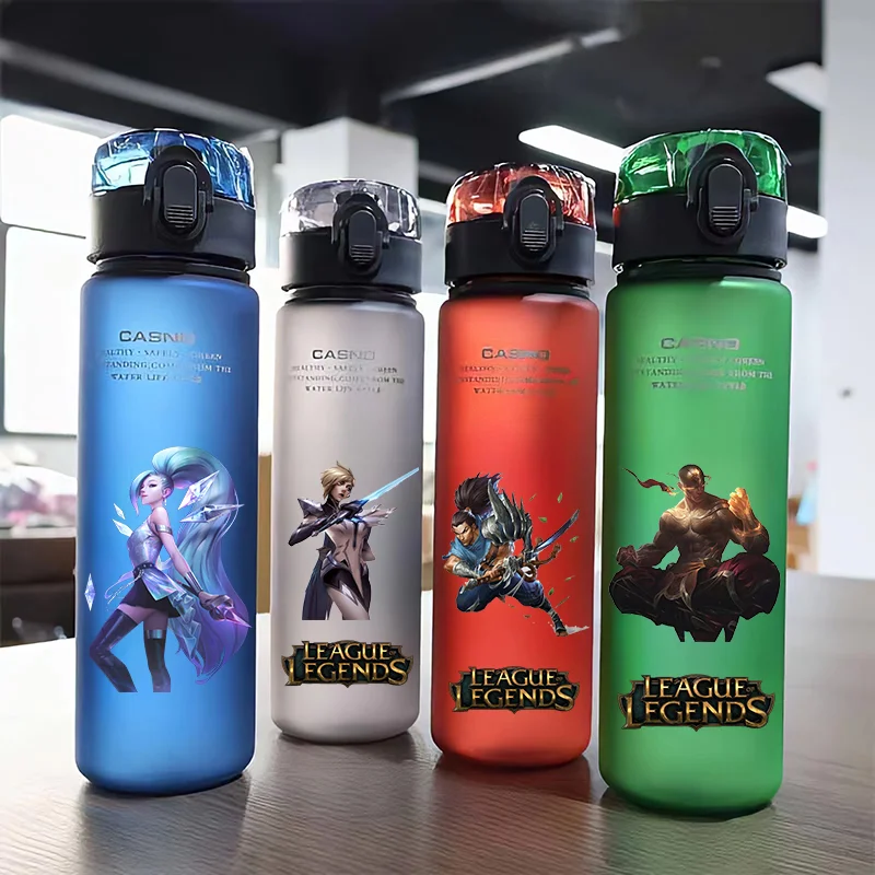 560ML League of Legends Water Cup Portable Large Capacity Water Cup Outdoor Sports Water Bottle Yasuo Seraphine Kaisa Akali Ahri