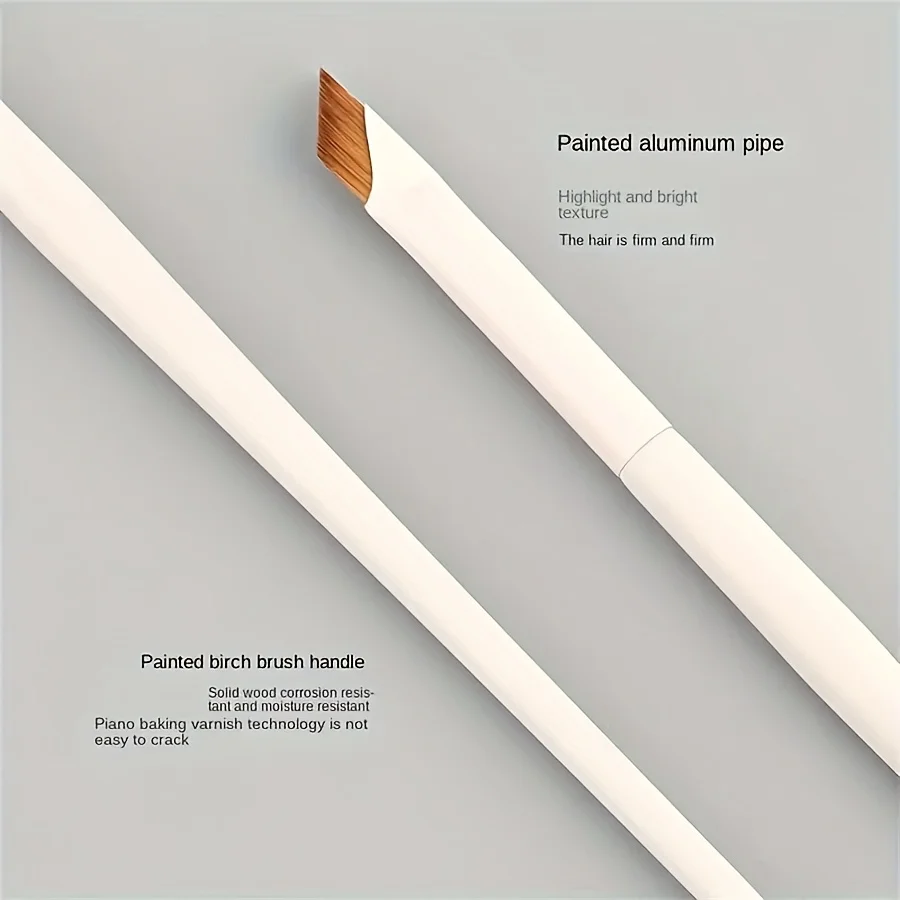 Conjunto de lápis delineador de ângulo de precisão branco de porcelana de 1 peça e pincel de sobrancelha - pincel de nylon, sem fragrância